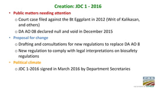 Creating and Implementing Biosafety Regulations: The Philippine Experience 