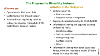 Creating and Implementing Biosafety Regulations: The Philippine Experience 