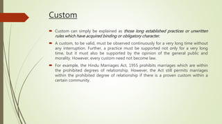 Custom as a source of law | PPTX