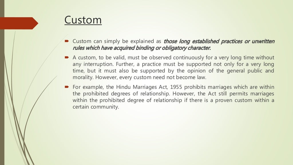 Custom as a source of law