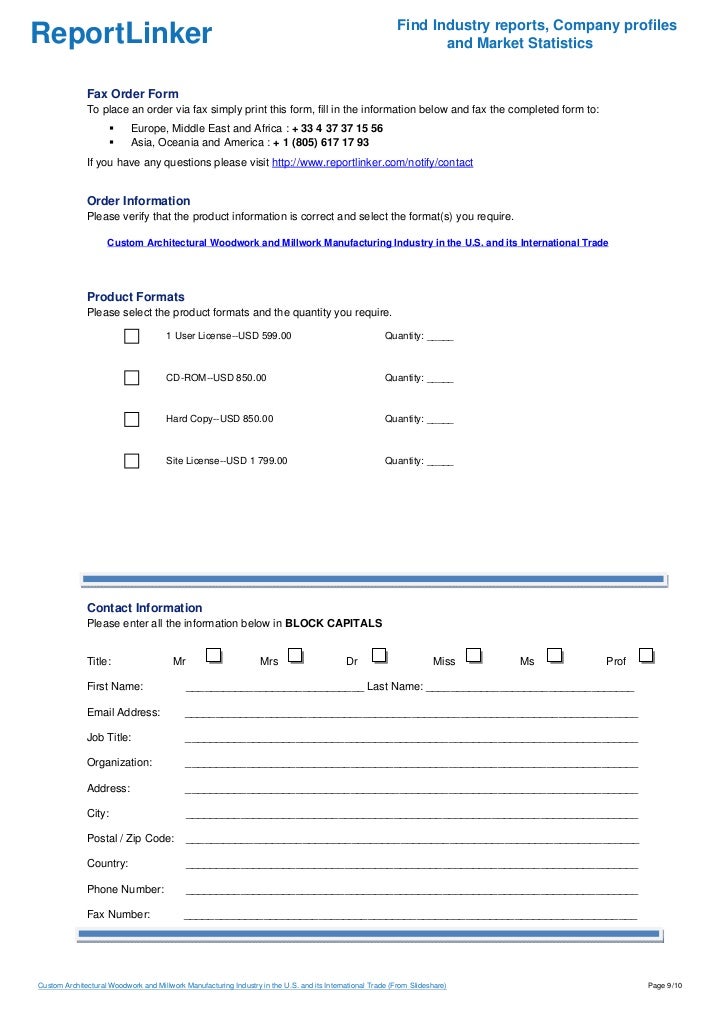 Custom Architectural Woodwork and Millwork Manufacturing Industry in the U.S. and its