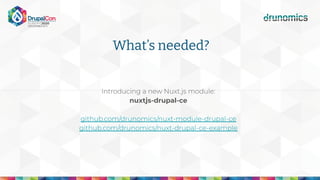 What’s needed?
nuxtjs-drupal-ce
 