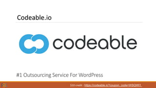 #1 Outsourcing Service For WordPress
Codeable.io
$10 credit : https://codeable.io?coupon_code=WSQWI1
 