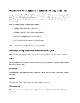 AI/ML Software for Predictive Data Analytics | PDF