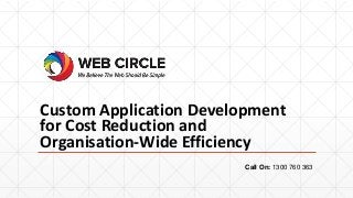 Custom Application Development
for Cost Reduction and
Organisation-Wide Efficiency
Call On: 1300 760 363
 