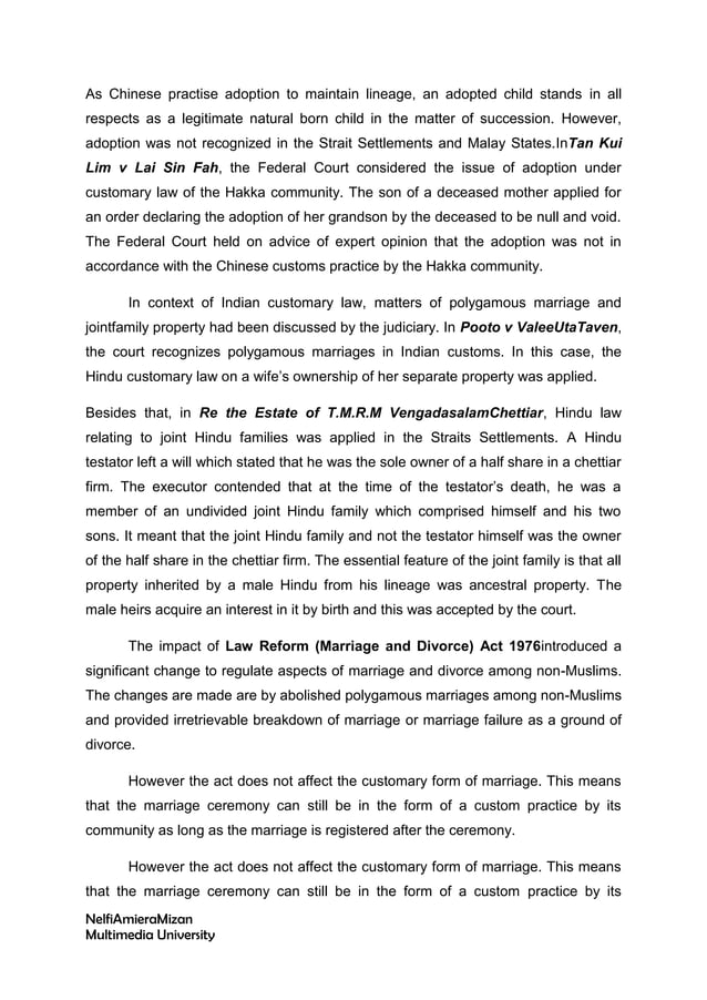 Customary law 1 | DOCX | Adoption and Fostering | Parenting