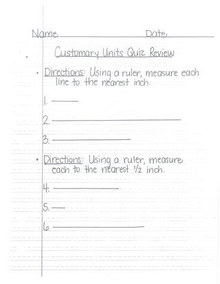 Customary Units Quiz Review