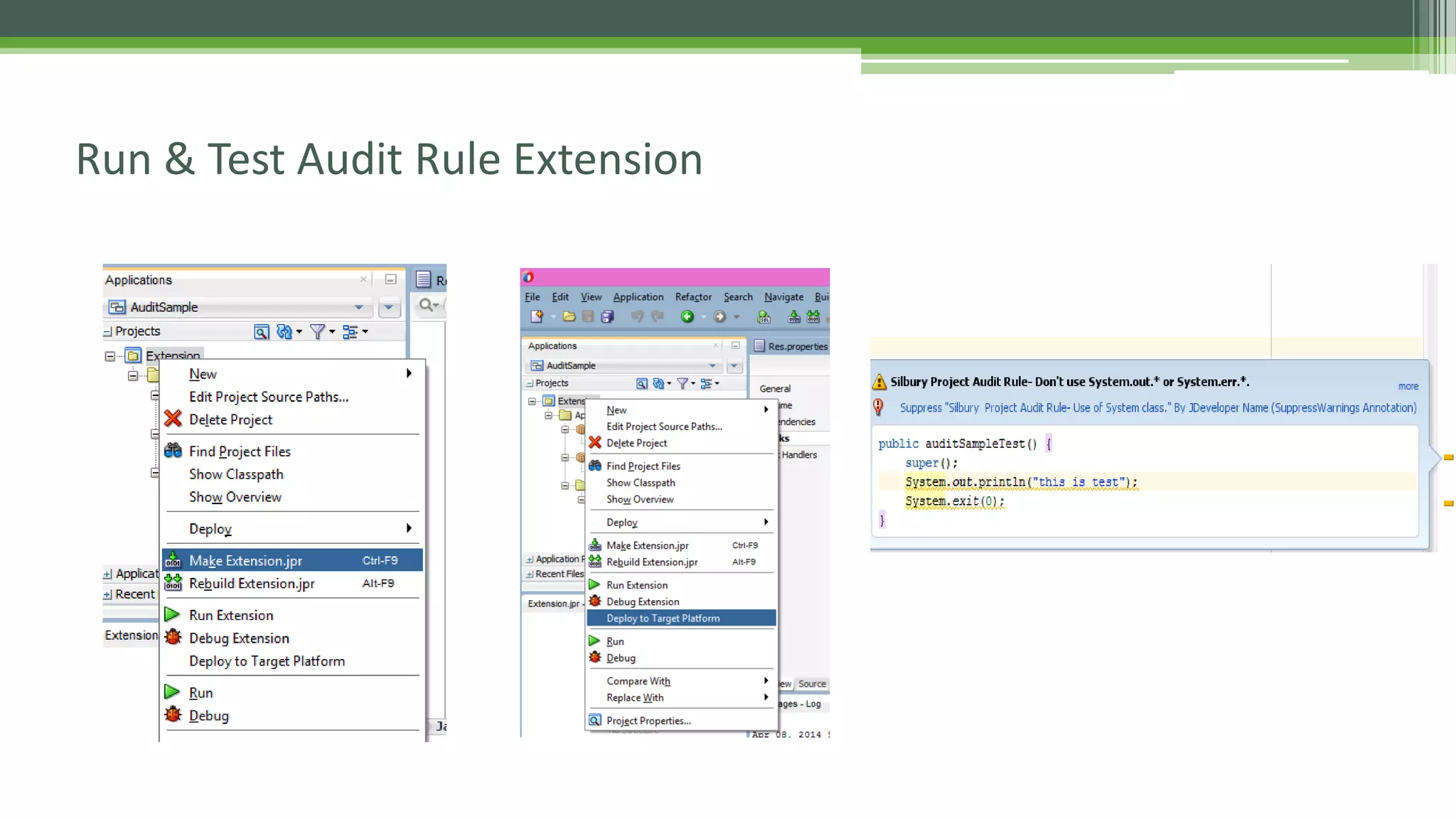 Run & Test Audit Rule Extension
 
