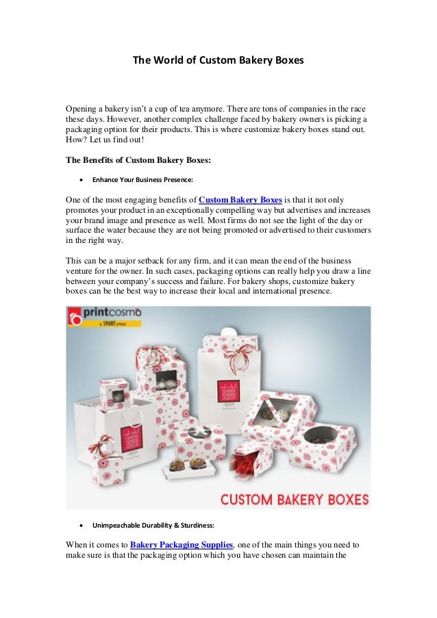 Custom Printed Bakery Boxes Packaging Wholesale Supplies