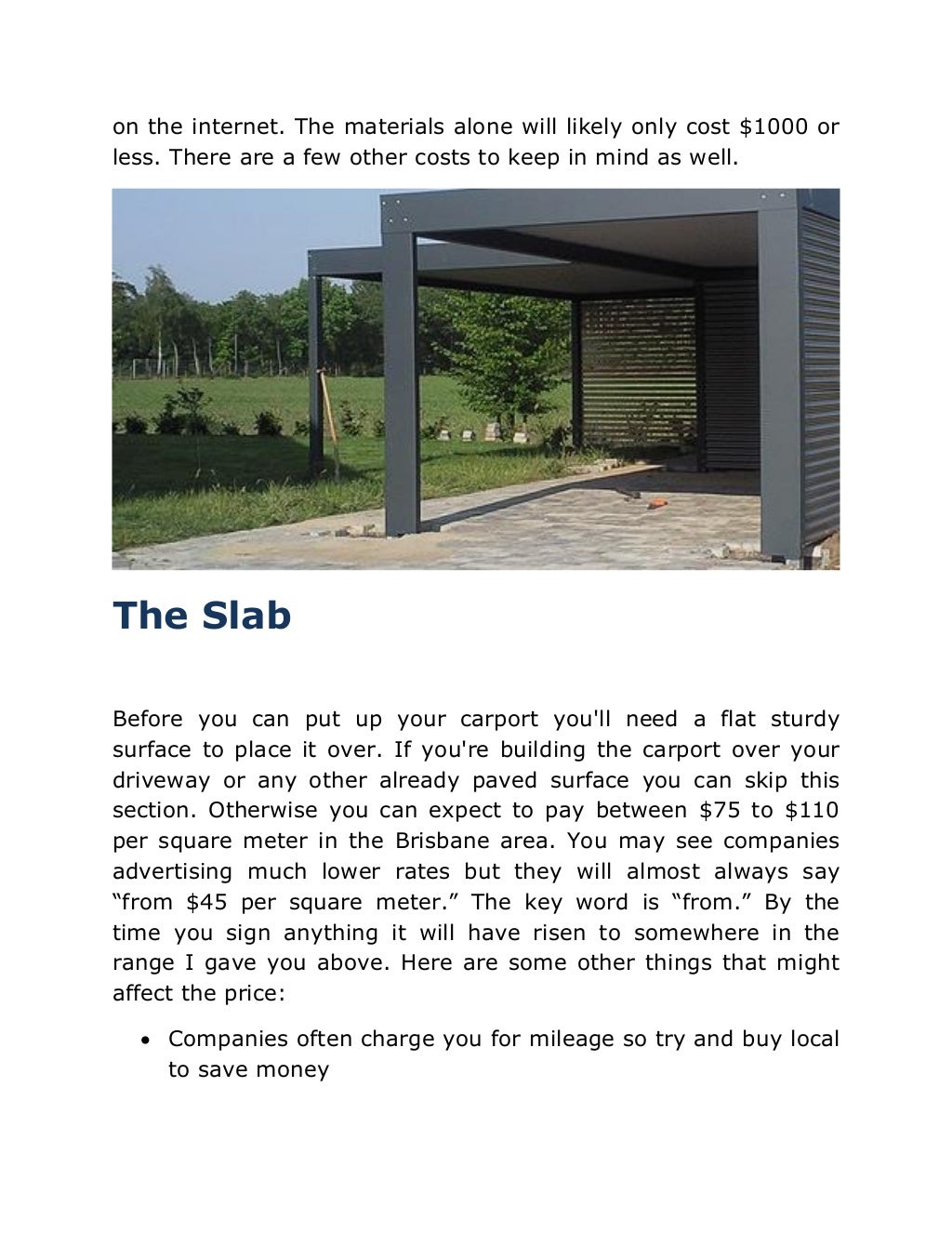 Custom Carports Construction Cost Brisbane Carport Guide