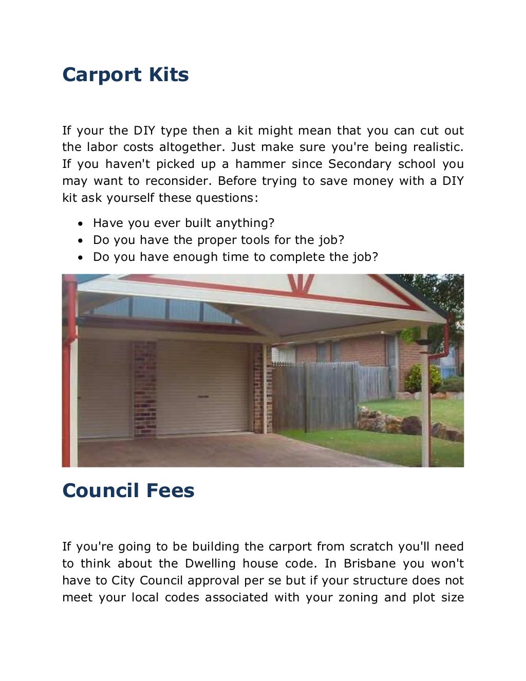 Custom Carports Construction Cost Brisbane Carport Guide