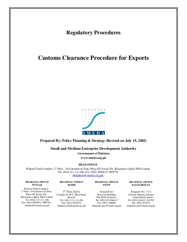 Custom Clearance Procedure For Export