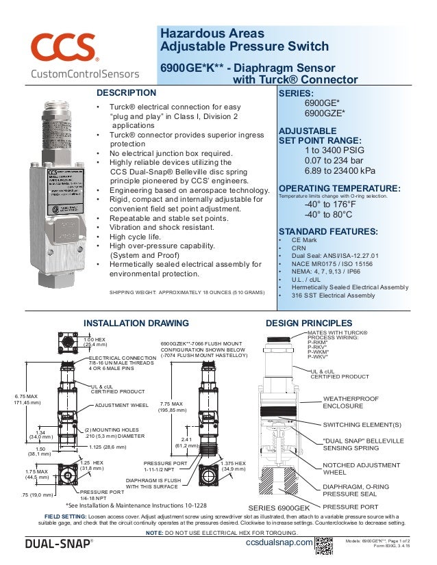 Hazardous Area Pressure Switch