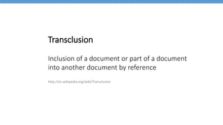 myDirective
<div class="container" ng-transclude>
Content provided by consumer
of directive
</div>
<html>
<body>
<my-directive>
</my-directive>
</body>
</html>
<div>
Hello!
</div>
<div class="container">
<div>
Hello
</div>
</div>
 