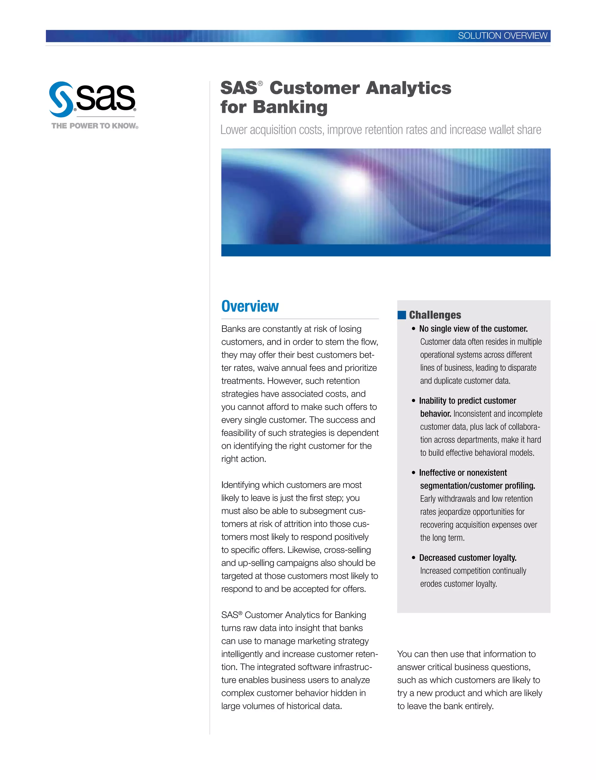 Sas Customer Analytics For Banking Pdf Databases Computer