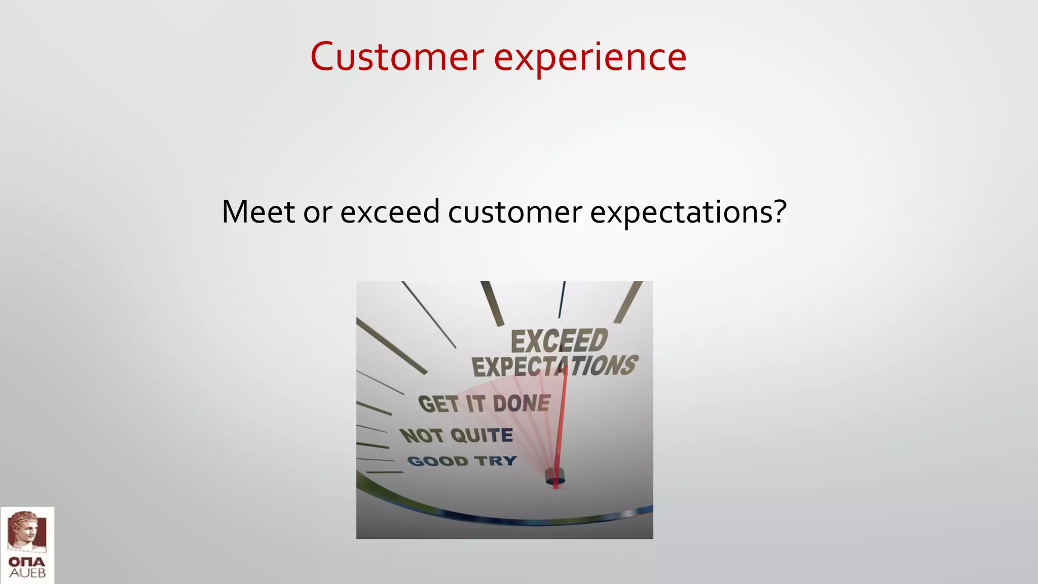 Meet or exceed customer expectations?
Customer experience
 