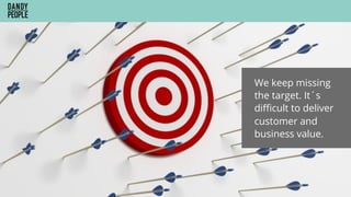 We keep missing
the target. It´s
diﬃcult to deliver
customer and
business value.
 