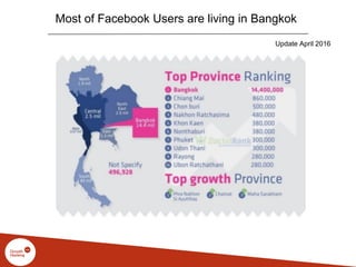 Most of Facebook Users are living in Bangkok
Update April 2016
 