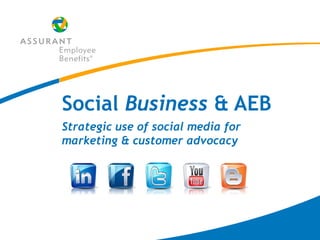 Social Business & AEB
Strategic use of social media for
marketing & customer advocacy
 
