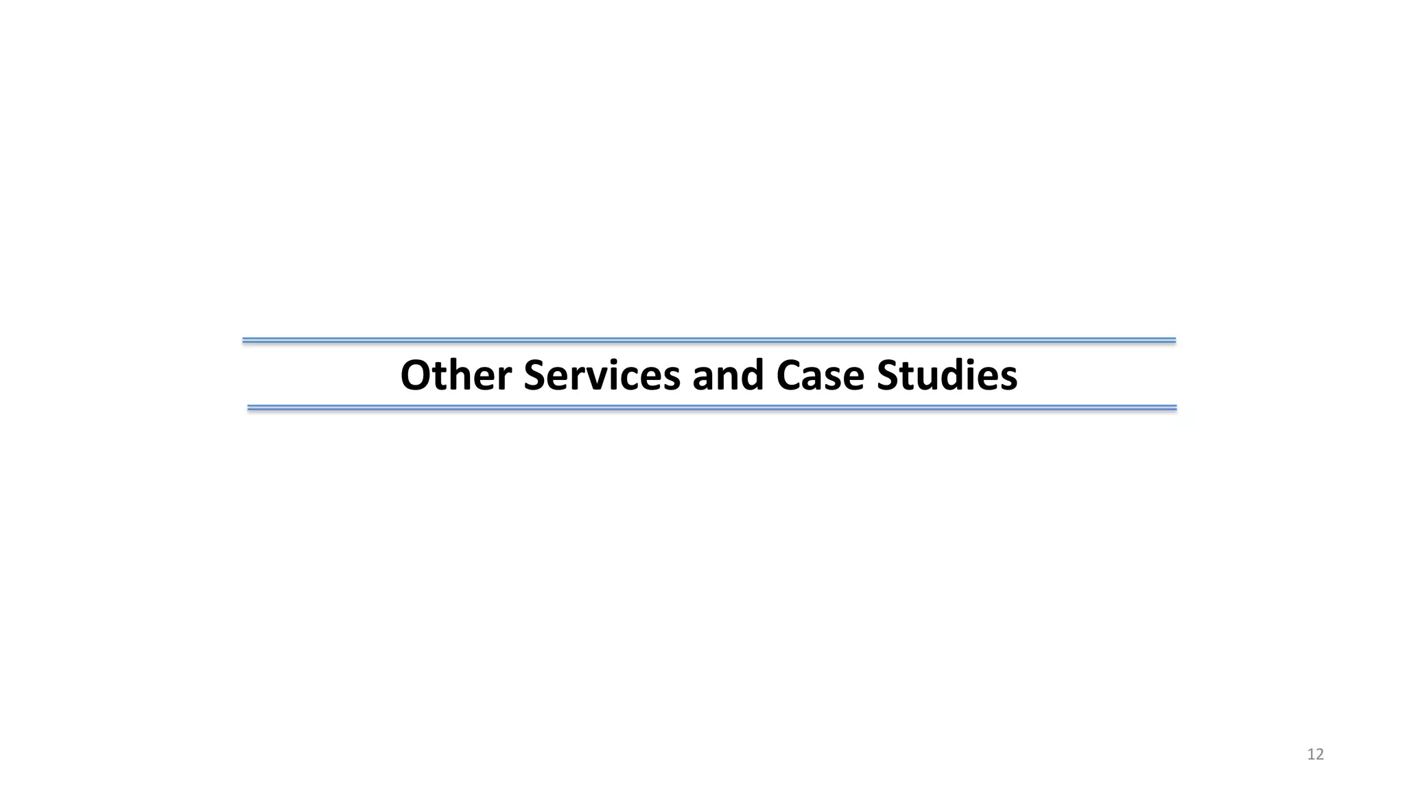 12
Other Services and Case Studies
 