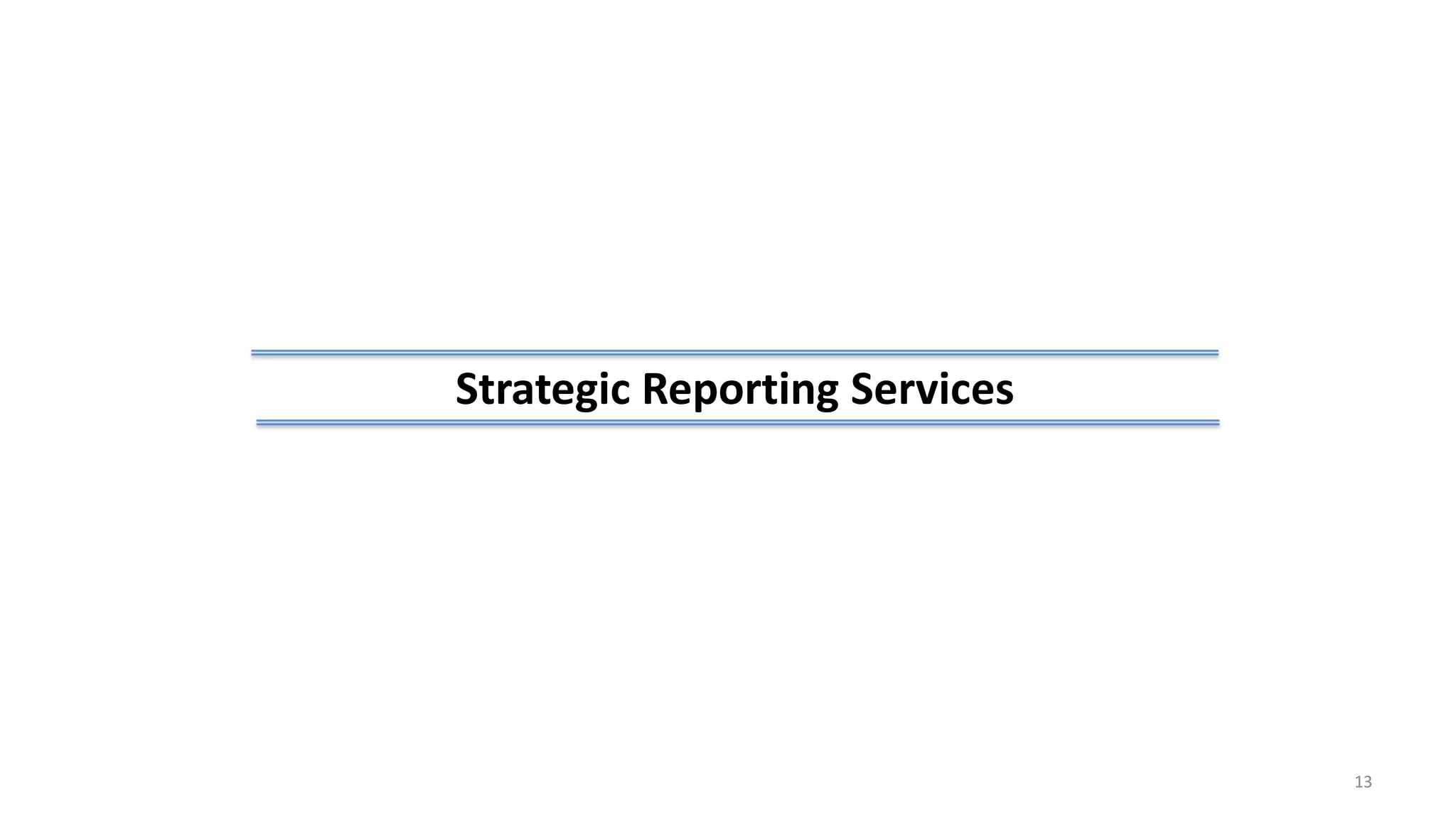 13
Strategic Reporting Services
 