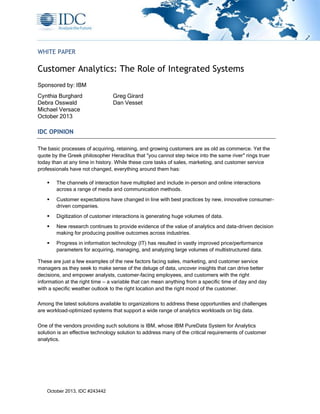 Customer analytics - The role of integrated systems