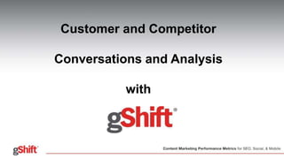 Customer and Competitor
Conversations and Analysis
with
 