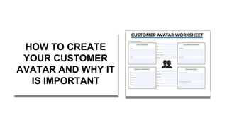 HOW TO CREATE
YOUR CUSTOMER
AVATAR AND WHY IT
IS IMPORTANT
 