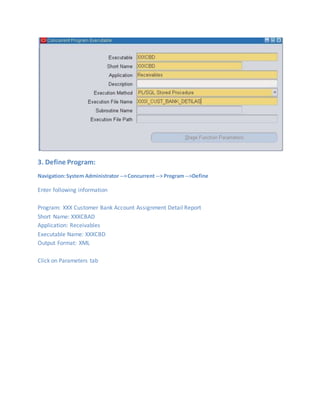 Customer bank account assignment detail report | DOCX