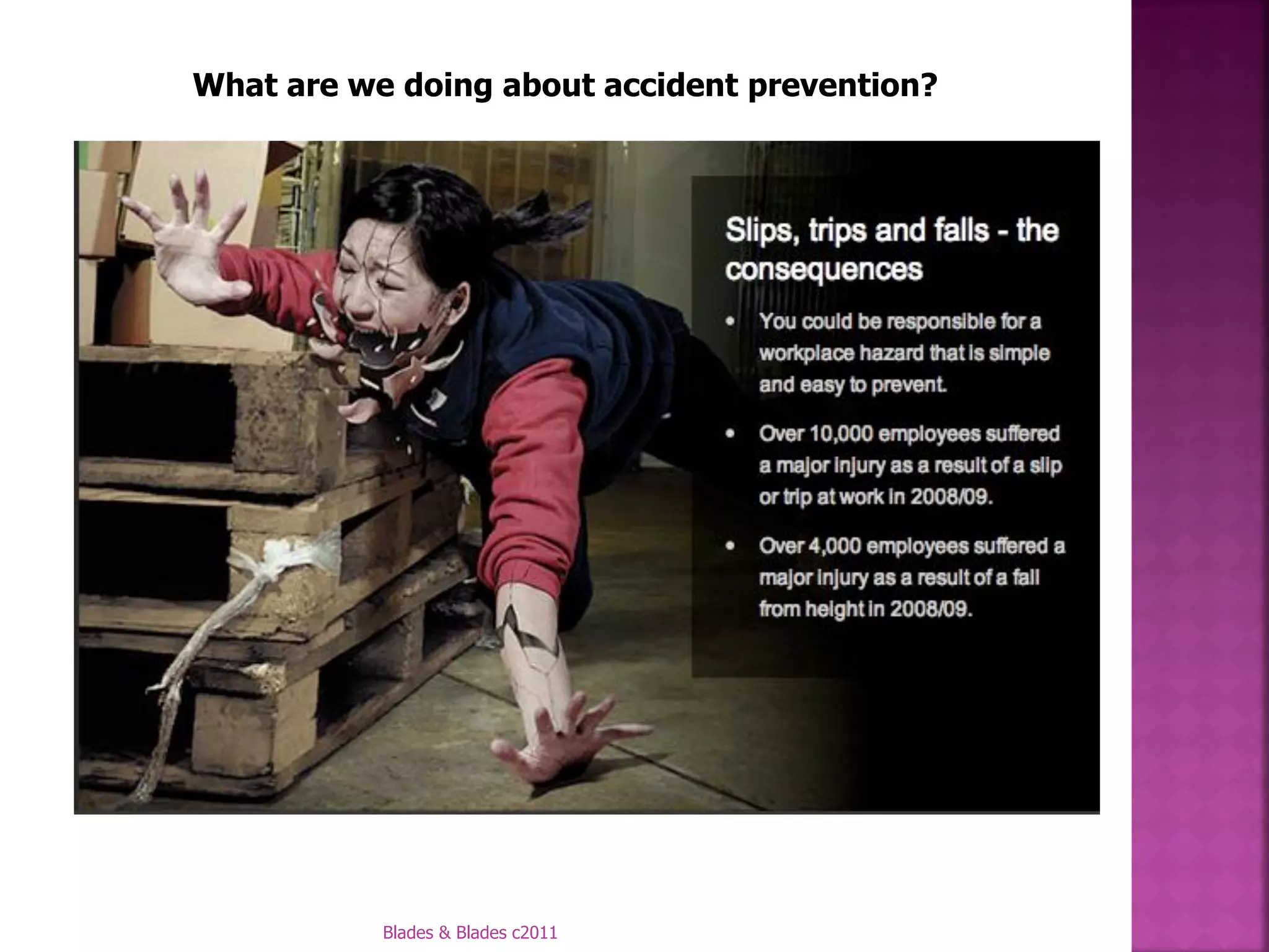What are we doing about accident prevention?




           Blades & Blades c2011
 