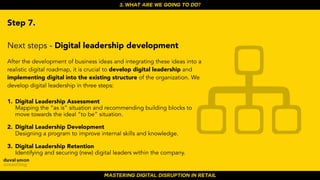 MASTERING DIGITAL DISRUPTION IN RETAIL
3. WHAT ARE WE GOING TO DO?
Step 7.
Next steps - Digital leadership development
Aft...