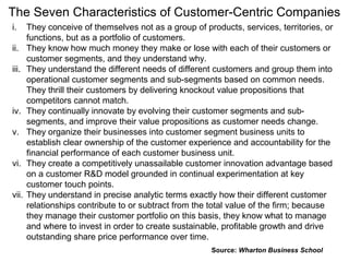The Seven Characteristics of Customer-Centric Companies
i. They conceive of themselves not as a group of products, service...