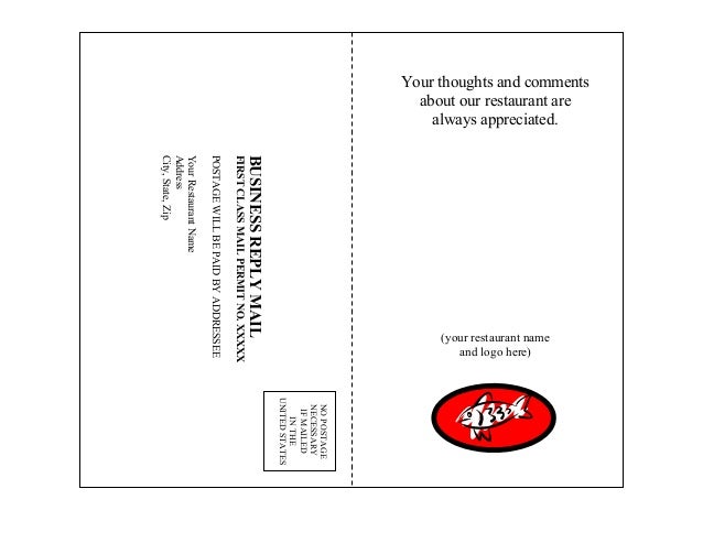 restaurant comments card template