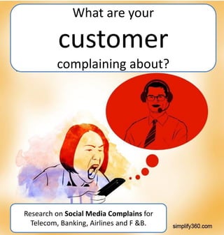 What are your

customer
complaining about?

Research on Social Media Complains for
Telecom, Banking, Airlines and F &B.

 