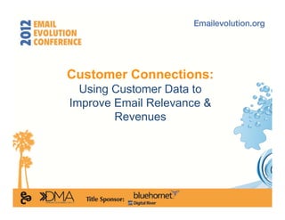 Customer Connections:
  Using Customer Data to
Improve Email Relevance &
        Revenues
 
