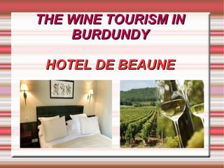 THE WINE TOURISM IN
BURDUNDY
HOTEL DE BEAUNE

 