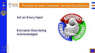 31
Process to meet Customer Service Excellence
Act on Every Input
Everyone likes being
Acknowledged
 