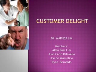 DR. MARISSA LIM
Members:
Allan Ross Lim
Juan Carlo Pelovello
Joe Gil Marcelino
Ryan Bernaldo
 