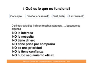 Concepto Diseño y desarrollo Test, beta Lanzamiento 
“La gente no quiere comprar productos, sino consumir 
experiencias” Andy Stalman 
“La clave no está en lo que el producto hace por ti, sino en lo 
que tú puedes hacer con el producto y, aunque suenen igual 
las frases, su significado es completamente distinto” Jason 
Fried 
“El cliente no está interesado en las soluciones que ofrece tu 
producto sino en sus problemas y necesidades” 
	
 