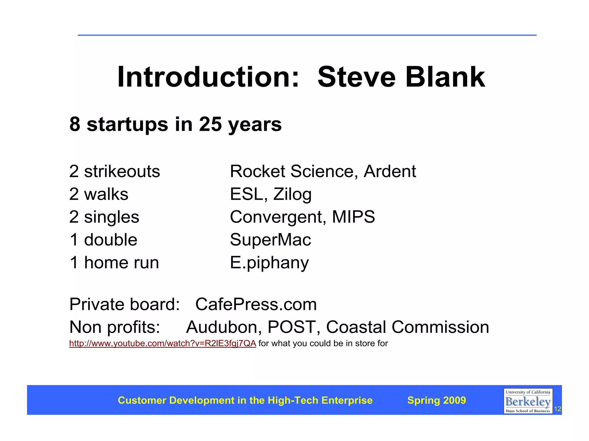 Customer Development 1: Introduction