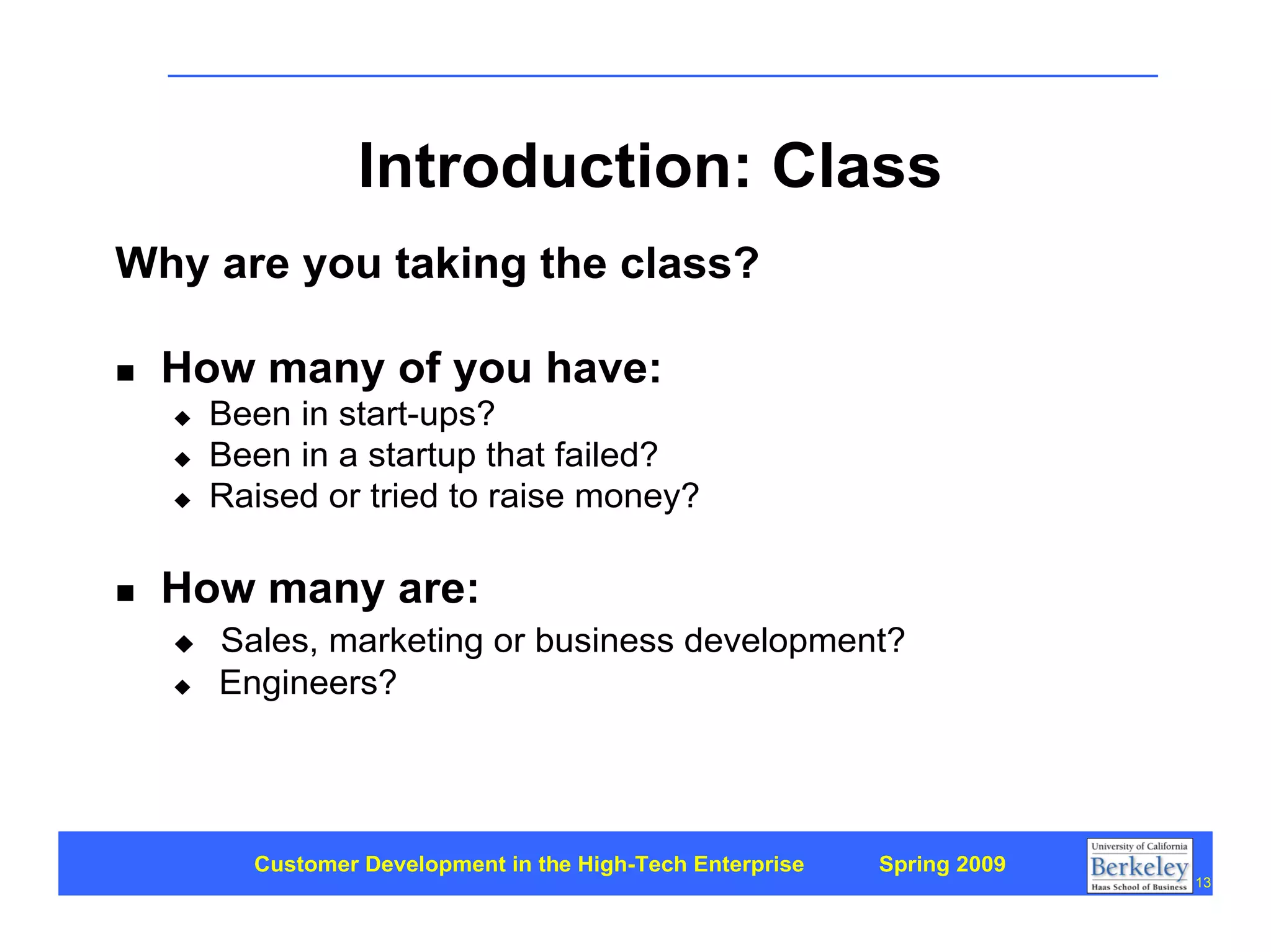 Customer Development 1: Introduction