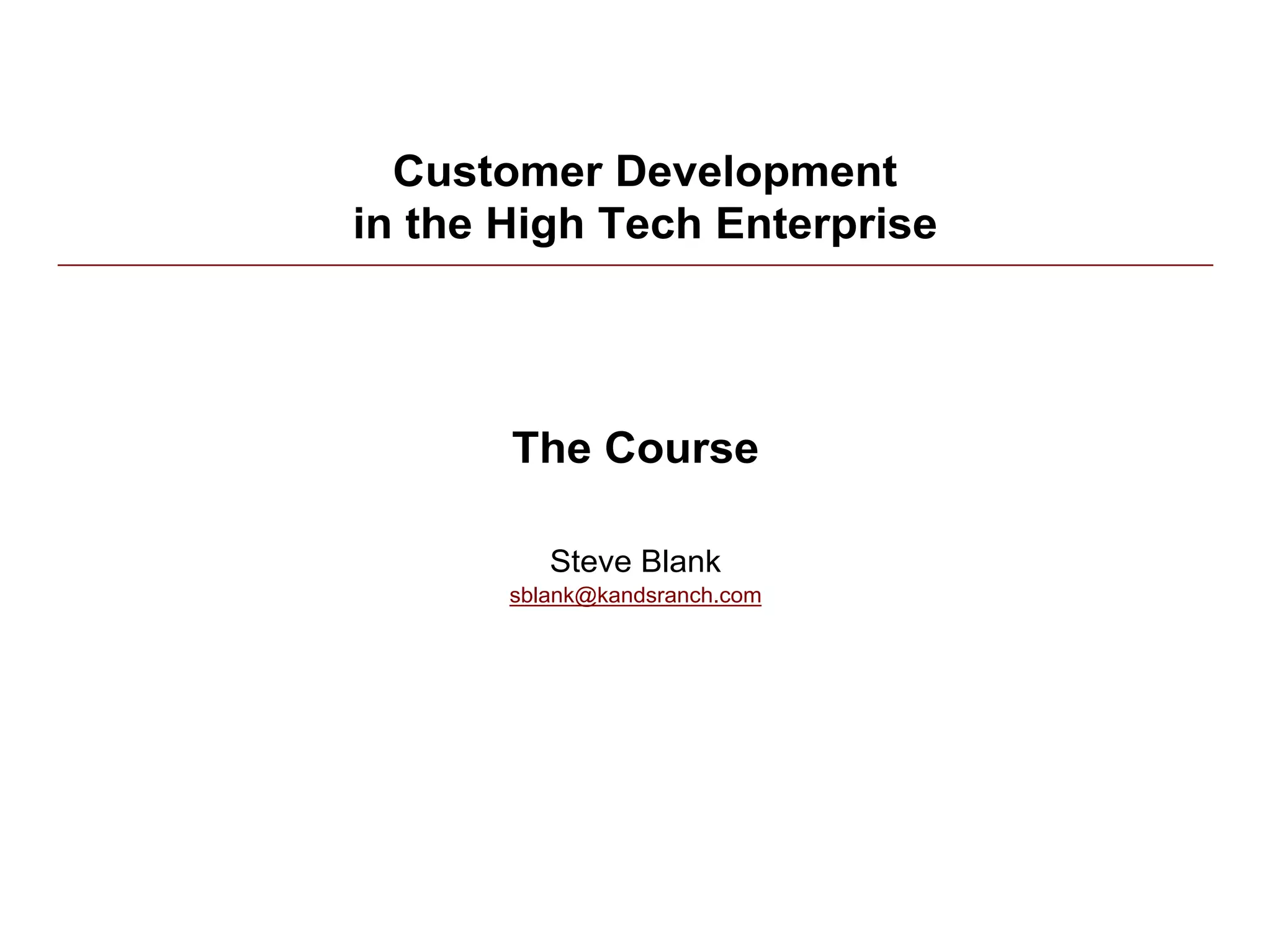 Customer Development 1: Introduction