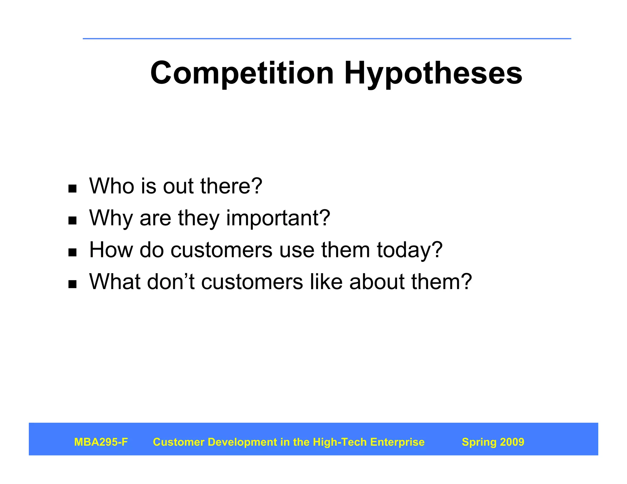 Customer Development 4: Customer Discovery Part 1