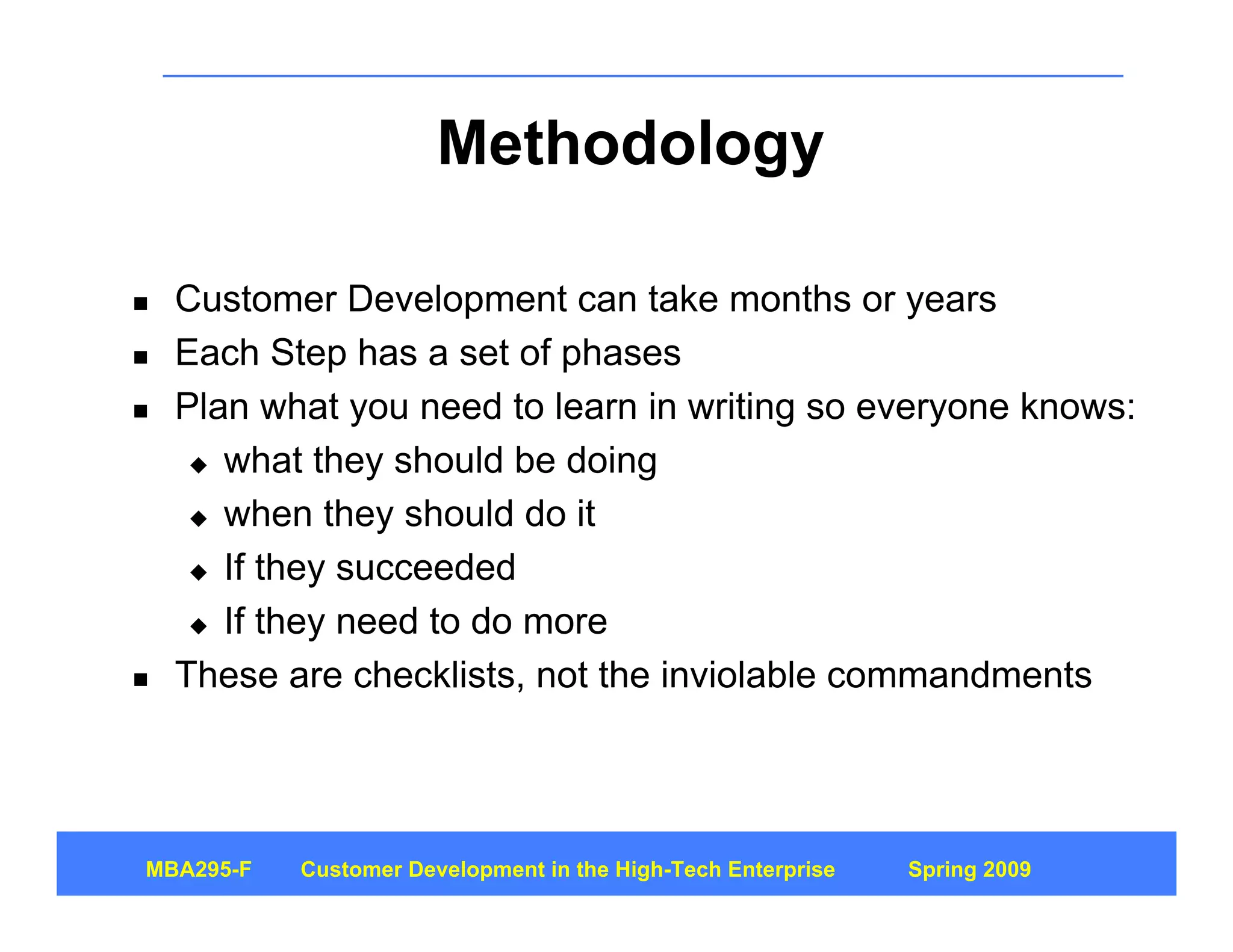 Customer Development 4: Customer Discovery Part 1