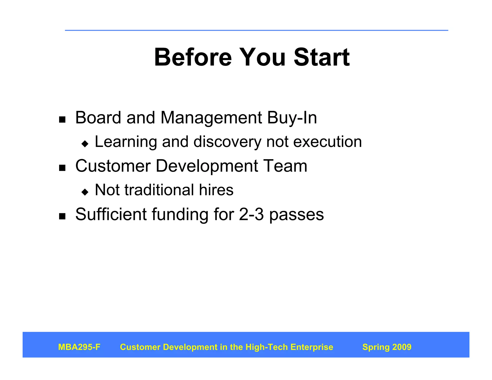 Customer Development 4: Customer Discovery Part 1