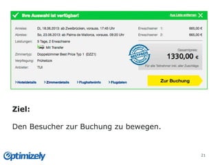 Folien
21
Ziel:
Den Besucher zur Buchung zu bewegen.
 