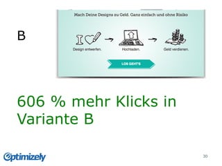 Folien
30
B
606 % mehr Klicks in
Variante B
 