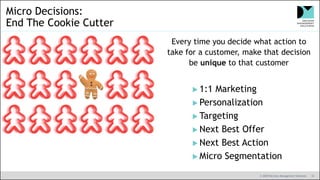 © 2020 Decision Management Solutions 19
Micro Decisions:
End The Cookie Cutter
Every time you decide what action to
take f...