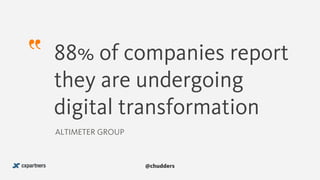 88% of companies report
they are undergoing
digital transformation
ALTIMETER GROUP
@chudders
 