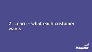 2. Learn – what each customer
wants
 